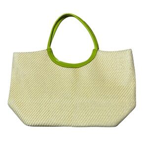 Echo | Woven Straw -like Tropical Bag in Yellow & Gray